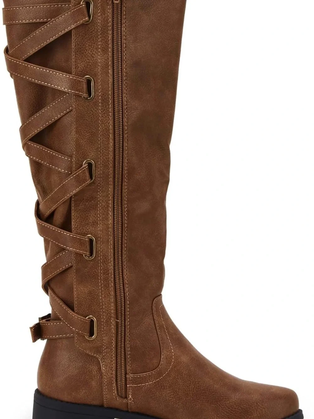 Roper Brown Over-the-Knee Lace-Strap Riding Boots